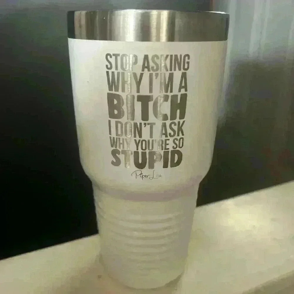 White Engraved 40 oz Tumbler by Piper Lou